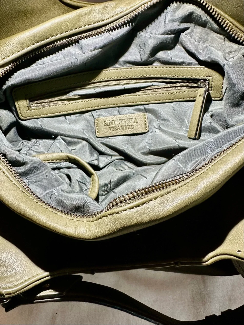 Simply Vera Vera Wang Olive Green Shoulder Bag with Buckle Accents